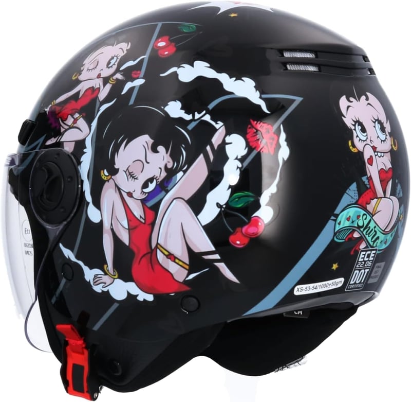 Shiro La Betty Jet Motoros Sisak ECE Jóváhagyott Fekete XS 53/54