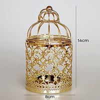 Shiwaki arany madárkalitka gyertyatartó vintage dekoráció esküvőhöz - Gold-coloured 3