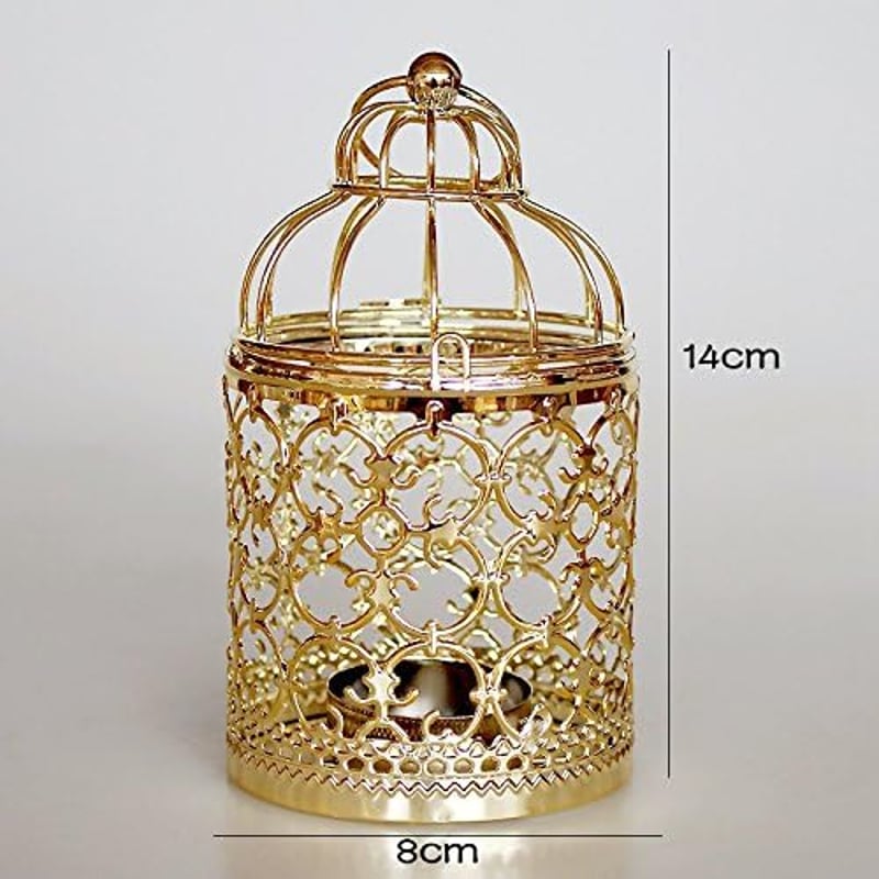 Shiwaki arany madárkalitka gyertyatartó vintage dekoráció esküvőhöz - Gold-coloured