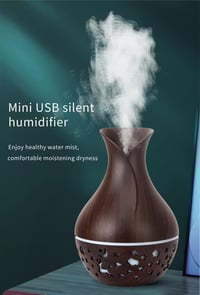 SHLWYG Fa Mintázatú Párologtató 150ml - USB Aromaterápiás Párásító Csillagos Égbolt Hangulatvilágítással - Halk Hidegpárás Légnedvesítő 2