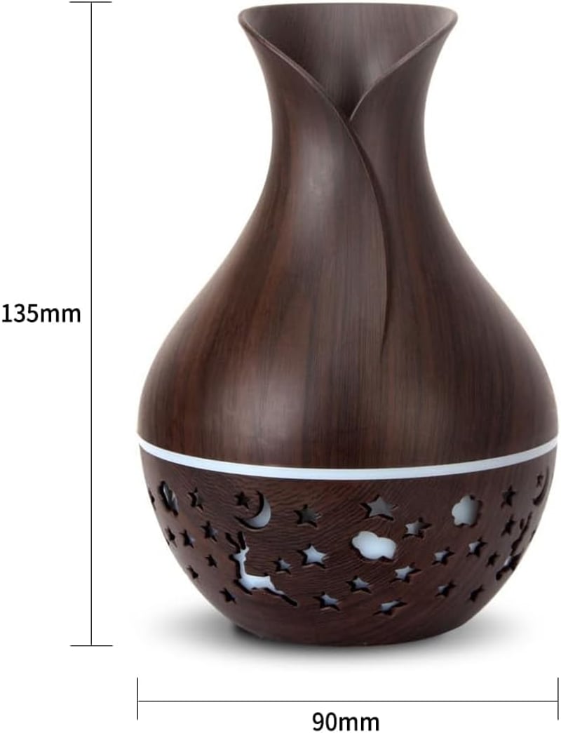 SHLWYG Fa Mintázatú Párologtató 150ml - USB Aromaterápiás Párásító Csillagos Égbolt Hangulatvilágítással - Halk Hidegpárás Légnedvesítő