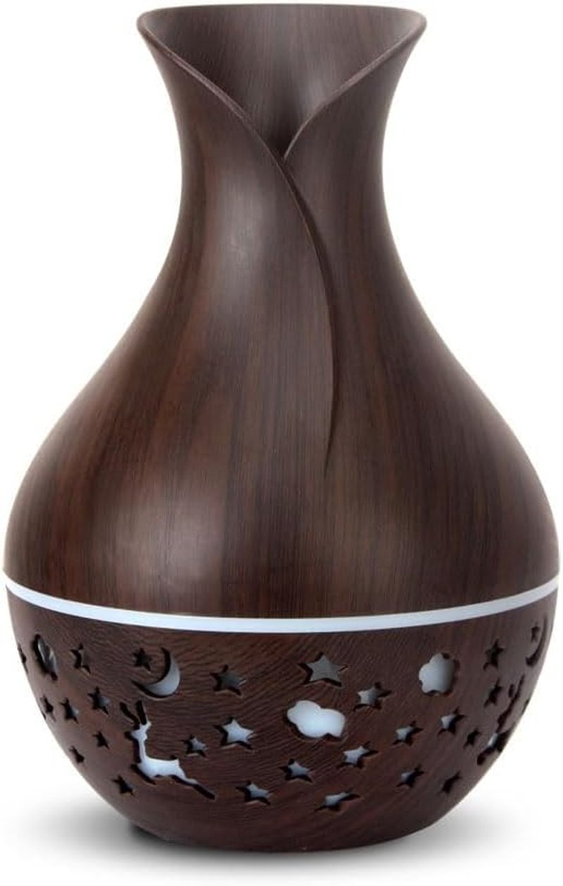SHLWYG Fa Mintázatú Párologtató 150ml - USB Aromaterápiás Párásító Csillagos Égbolt Hangulatvilágítással - Halk Hidegpárás Légnedvesítő