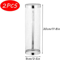 Shnmin Rozsdamentes Acél Grill Kosár 2 Darabos Szett - Hengeres Grillező Kosár BBQ Sütőhöz, Zöldség Hús Hal Grillezéshez 2