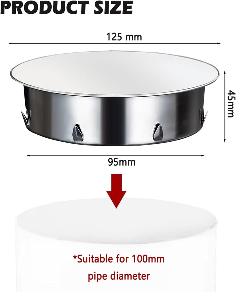 ShnminEU 100 mm rozsdamentes acél kerek kéménycső fedél kéménynyílás lezáró kupak univerzális tűzhely kéménycsőhöz