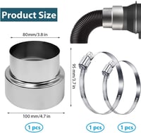 ShnminEU Spirális Kémény Adapter 100-80mm Rozsdamentes Acél Csökkentő Cső 2