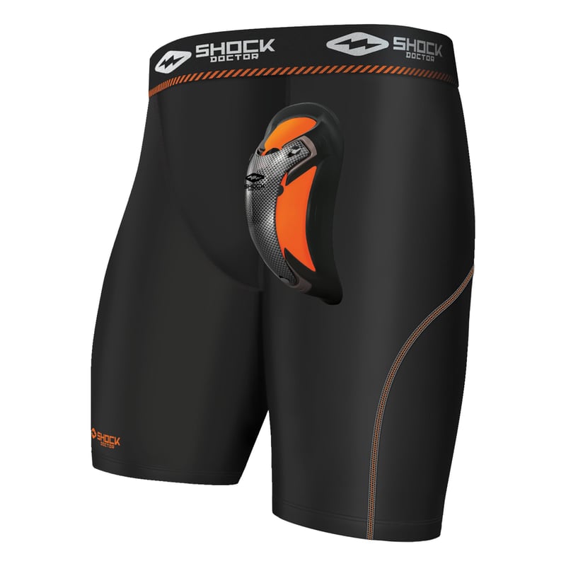 Pantaloni scurți de compresie Shock Doctor 337 cu cupă Ultra Carbon Flex – negri sau albi – șort de protecție sportivă pentru bărbați