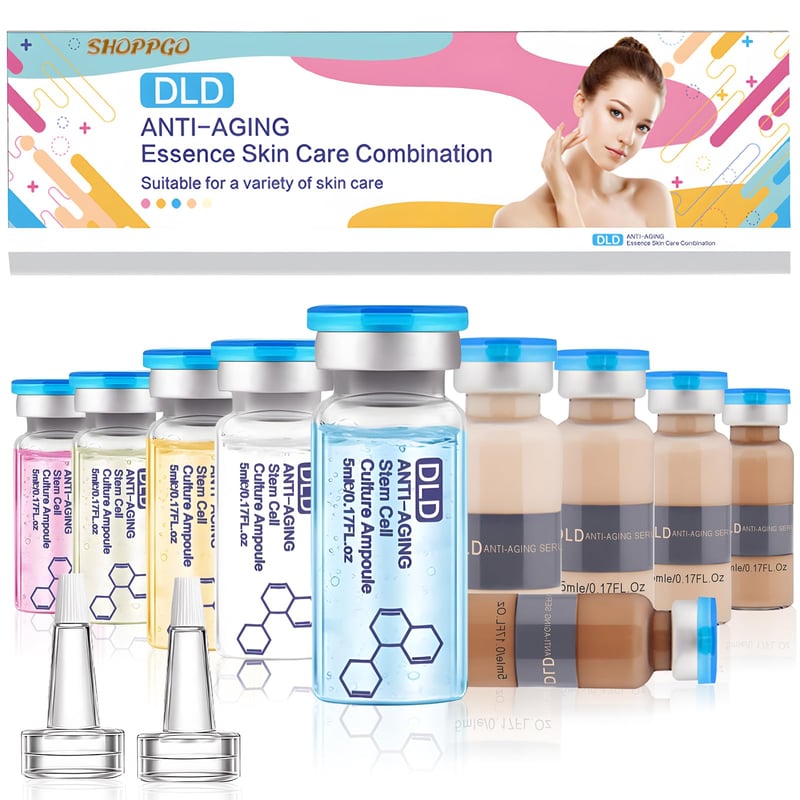 SHOPPGO BB Facial Glow sérum microneedling sada s niacínamidom a peptidmi, zjednocujúca tón pleti, podkladová, hydratačná a proti starnutiu, 10 x 5 ml