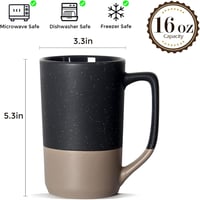 SHOWFULL 500 ml Kétszínű Kerámia Bögre - Nagy Fogantyús Kávés Csésze Fehér Pöttyökkel, Mikrohullámú Sütőben Használható, Férfiaknak és Nőkne 2