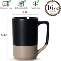 SHOWFULL 500 ml Nagyméretű Kávésbögre - Kéttónusú Kerámia Teáscsésze Kényelmes Fogantyúval - Mikrohullámú Sütőben Használható Fekete Bögre 2