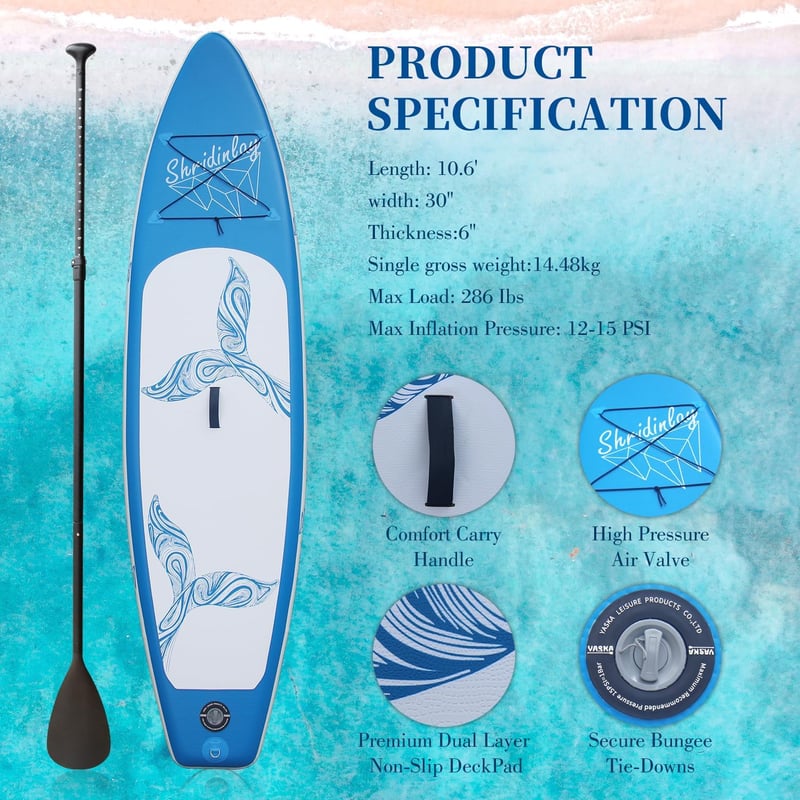 Shridinlay Felfújható Stand Up Paddle Board 320cm Kék Komplett Szett Lapáttal