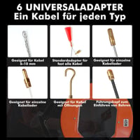 SHTALHST Kábelbehúzó Segéd 45m - 4mm Spirálos Behúzórugó 6 Adapterrel, Üreges Csövekhez, Narancs Műanyag Házzal, Villanyszerelési Munkákhoz 2