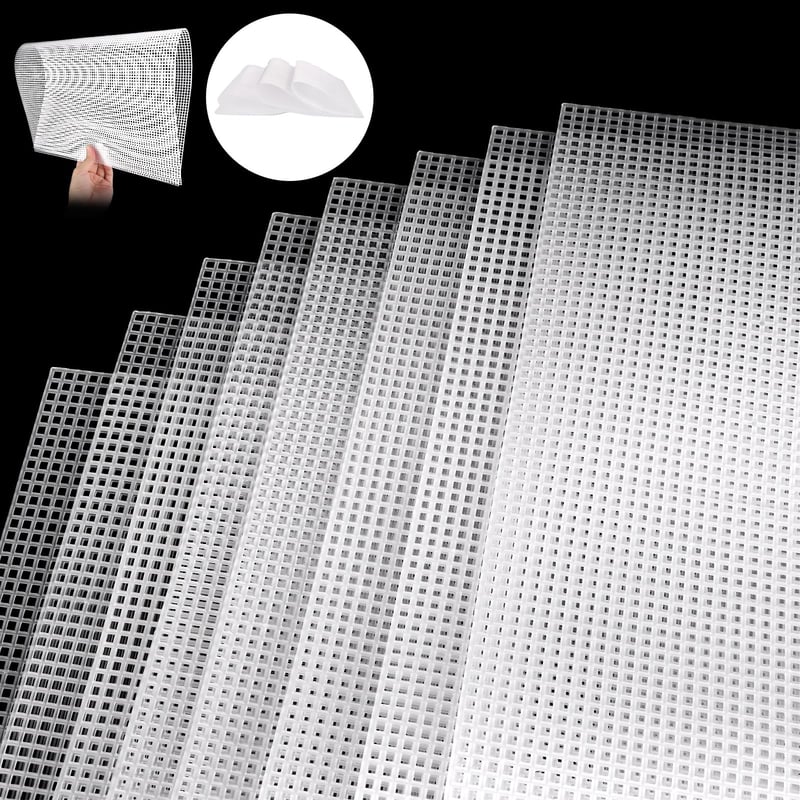 Plastová vyšívacia mriežka SHUESS 50x33 cm, veľkosť oka 6, 15 ks – Kanava na krížikový steh pre tašky a DIY šijacie projekty