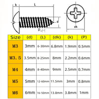 SHUNCHG 20 buc. șuruburi autoforante cu cap bombat cu guler, din oțel carbon, M6 x 20 mm, pentru lemn 2