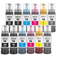 SHUOLEI 114 Plniteľné atramentové kazety kompatibilné s Epson 114, multipack pre ET-8500 ET-8550, 12 ks (2 čierna/2 fotočierna/2 azúrová/2 purpurová/2 žltá/2 sivá) 1