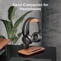SHUOSUO Stalak za slušalice od orahovine s bazom za odlaganje, crni, kompatibilan s AirPods Max, Beats, Bose, Sony, Sennheiser, gaming slušalicama 2