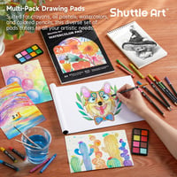 Set de artă deluxe Shuttle Art cu 106 piese, în cutie de lemn, cu creioane, pasteluri uleioase, acuarele și caiet de desen, pentru copii și adulți 3