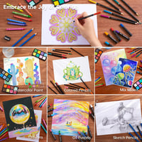 Set de artă deluxe Shuttle Art cu 106 piese, în cutie de lemn, cu creioane, pasteluri uleioase, acuarele și caiet de desen, pentru copii și adulți 4