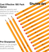 Shuttle Art HB Ceruza 180 db Előhegyezett Sárga Grafitceruza Radírral Bulk Csomag - 180, HB Pencil 2
