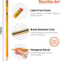 Shuttle Art HB Ceruza 180 db Előhegyezett Sárga Grafitceruza Radírral Bulk Csomag - 180, HB Pencil 3