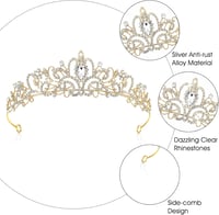 Sibba Strasszos Tiara Korona Fésű Menyasszony Esküvő Hercegnő Hajdísz 6