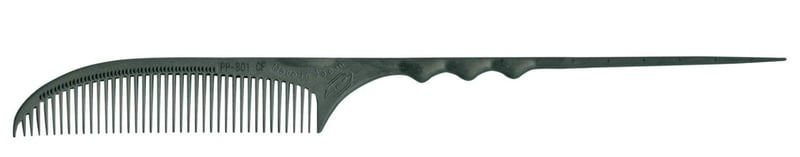 Sibel 801 Stielkamm Karbon Fésű - Fekete Professzionális Hajformázó Eszköz, 220 mm Hosszú, Könnyű Fodrász Kellék