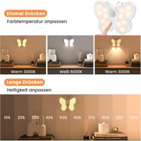 SIBI LIGHTING Pillangó Alakú Éjjeli Lámpa - Mozgásérzékelős LED Világítás 3 Színmóddal, USB Tölthető, Tompítható, Fürdőszobába, Lépcsőhöz, G 4