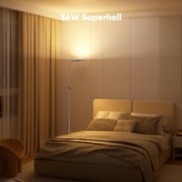 SIBRILLE LED Állólámpa 36W - Távirányítós Dimmelhető Padlólámpa 3000K-6000K, 350° Forgatható Fejjel, Olvasólámpa Nappali Hálószoba Irodai Ha 2