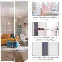 Perdea termoizolantă pentru ușă, 80x200 cm, Perdea magnetică izolatoare pentru căldură și frig, pentru aer condiționat, fixare cu bandă adezivă, fără găurire 3