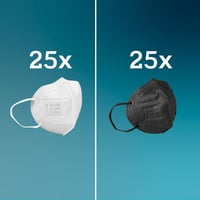 SICURA 50 db FFP2 maszk CE tanúsított fekete fehér olasz gyártás BFE 99% 2