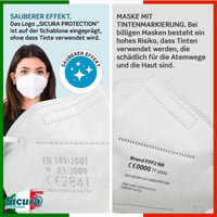 SICURA 50 db FFP2 maszk CE tanúsított fekete fehér olasz gyártás BFE 99% 7