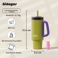 Sidagar termos boca sa slamkom 1,1 L, 12 sati hlađenja, vakuumski termos od nehrđajućeg čelika s ručkom, nepropusna, bez BPA, zelena 4