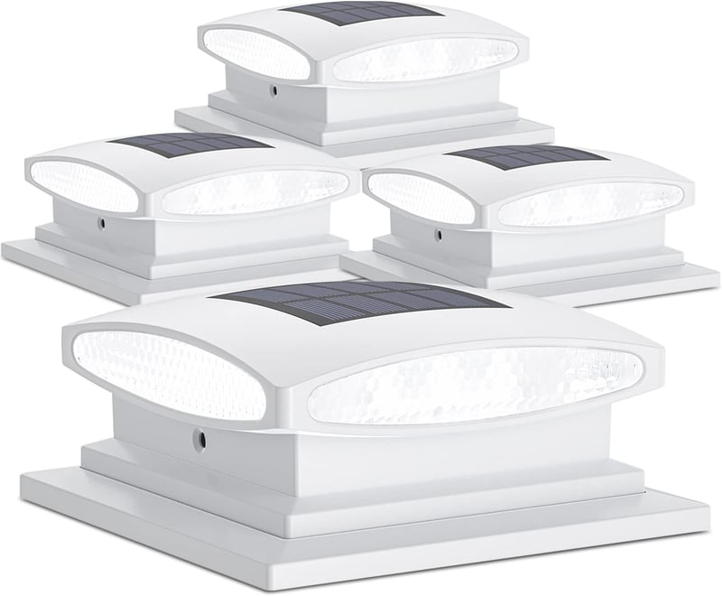 Siedinlar Napelemes Oszlopfény 2 Üzemmód, Kerítésoszlophoz, 4 Darab - 4 pieces, White