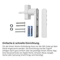 SIEGENIA Smart Window Ablakkilincs - Matt Fehér, Okosotthon Hálózatba Integrálható, Távoli Állapotfigyelés és Központi Zár Vezérlés, 2 AAA E 2