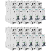 Siemens 10A Fázis és Nulla Vezető Kismegszakító Készlet – 10 db-os Csomag Elektromos Áramköri Védelem 1
