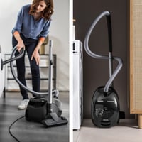 Aspirator cu sac Siemens VS06B112A synchropower, 700 W, filtru Hygiene, perie pentru parchet, covoare și gresie, duză pentru spații înguste, cablu lung, negru 9