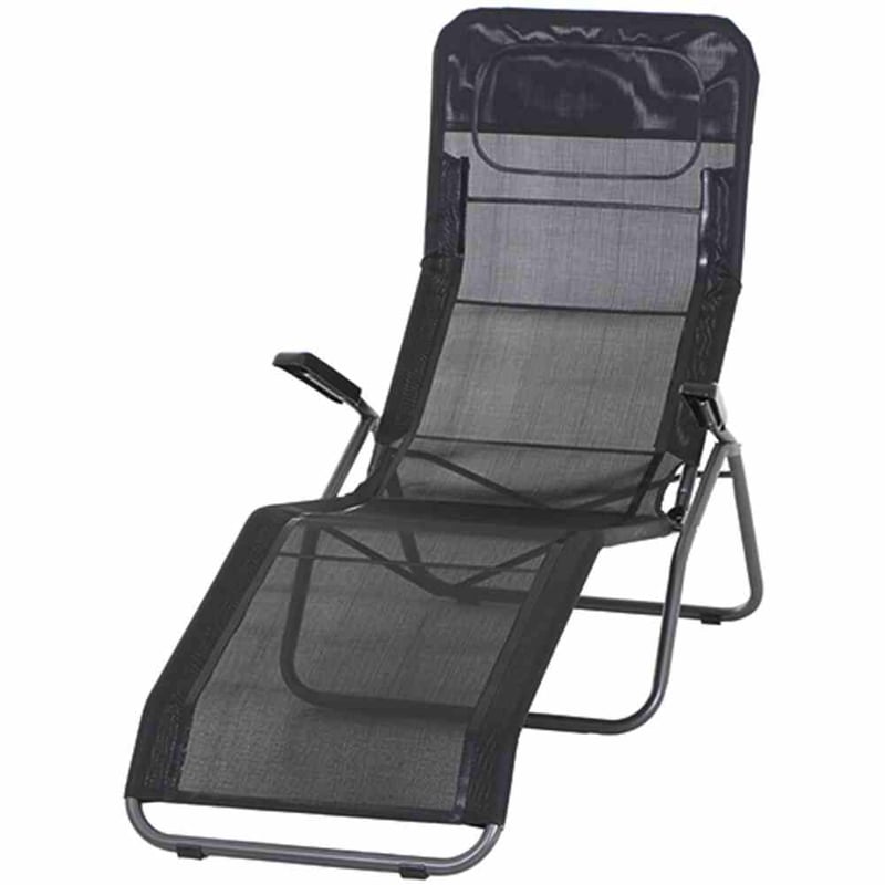Șezlong rabatabil Siena Garden Anco, antracit/negru, scaun de relaxare pentru grădină