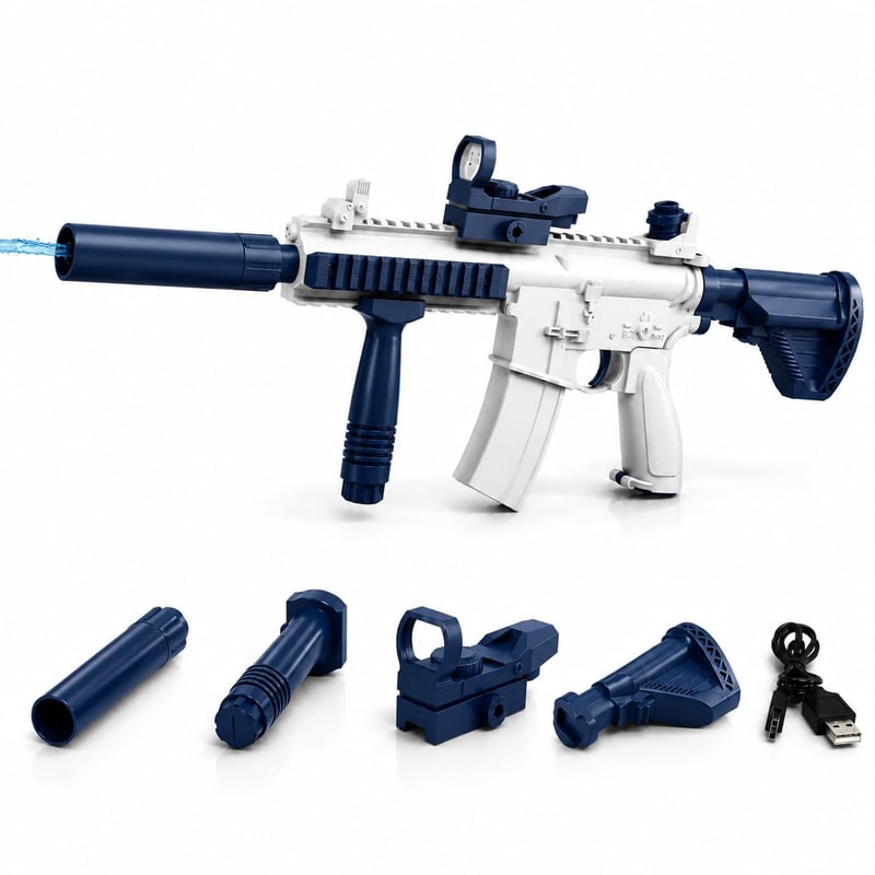 Pistol cu apă electric Siereolly cu rezervor de 500 ml, 2 acumulatori, efect de flacără și recul simulat, pentru copii și adulți