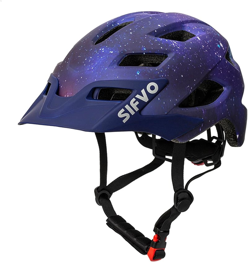 SIFVO Gyerek Kerékpáros Sisak 50-57 cm Fiúknak és Lányoknak Levehető Napellenzővel M: 50-57cm