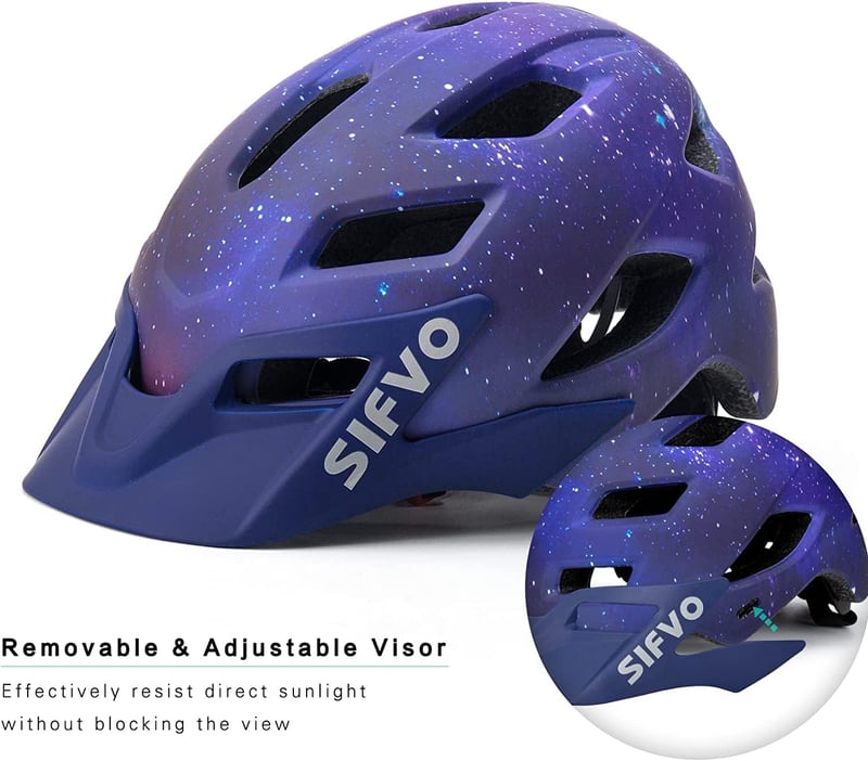 SIFVO Gyerek Kerékpáros Sisak 50-57 cm Fiúknak és Lányoknak Levehető Napellenzővel M: 50-57cm