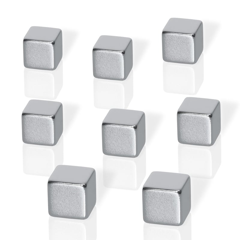 Neodymové kockové magnety Sigel BeBoard B3101, strieborné – súprava 8 ks