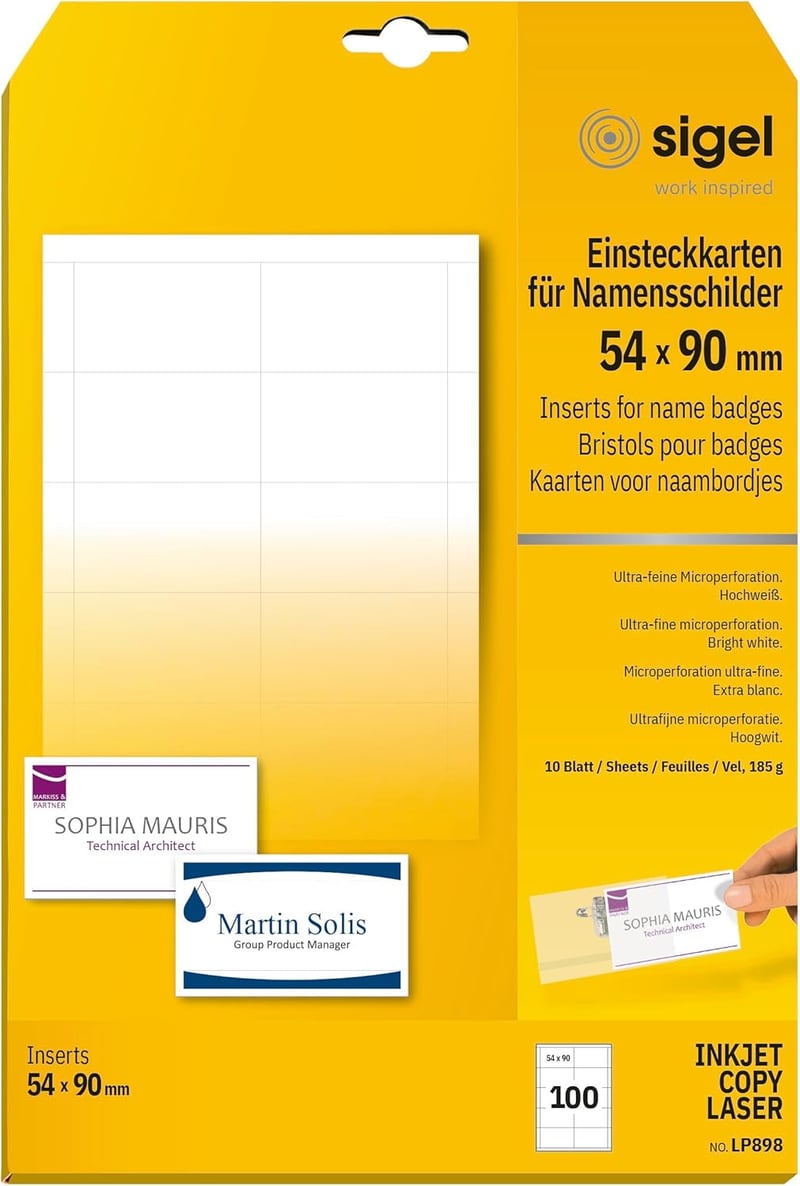 Sigel LP898 A4 Névjegykártya Karton Fehér Speciális Papír - Insert cards