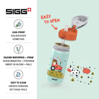 Sigg Miracle Tractor alumínium gyerek kulacs szívószállal - vízzöld/narancs - 0,4 l 3