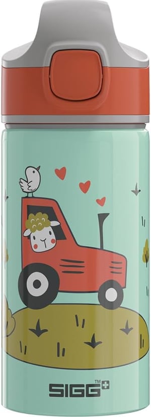 SIGG Miracle Tractor aluminijska dječja boca sa slamkom, morsko zelena-narančasta, 0,4 l — ogrebotina na proizvodu (stanje: vidi 2. sliku)