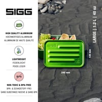 Casetă de prânz din aluminiu Sigg Alu Lunchbox Plus L verde cu compartimente despărțitoare 1,2 L - lavabilă în mașina de spălat vase, utilizabilă în cuptorul cu microunde, fără BPA 3