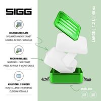 Casetă de prânz din aluminiu Sigg Alu Lunchbox Plus L verde cu compartimente despărțitoare 1,2 L - lavabilă în mașina de spălat vase, utilizabilă în cuptorul cu microunde, fără BPA 2