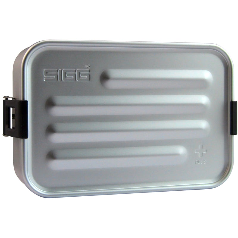 Casetă pentru prânz din aluminiu Sigg Alu Lunchbox Plus S cu compartimente - lavabilă în mașina de spălat vase, compatibilă cu cuptorul cu microunde, complet etanșă, fără BPA - 0,8 L