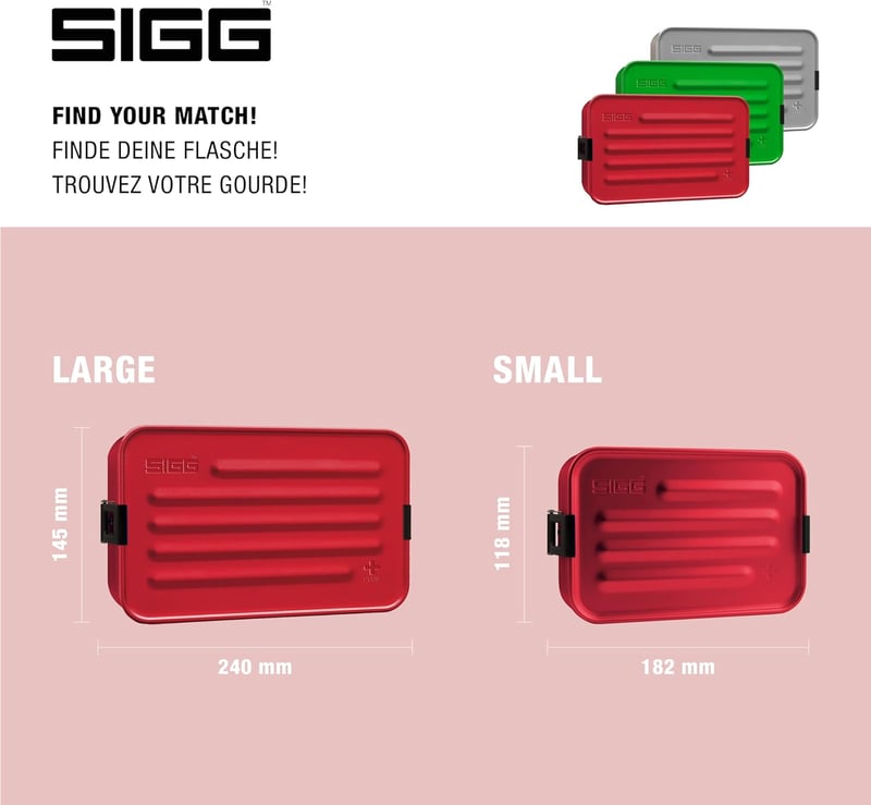 SIGG Alumínium Ebéddoboz Osztóval - Szétválasztható Ételhordó Mikróhullámú Sütőben Használható - Red, Small