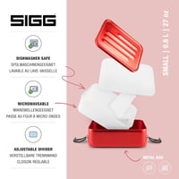 SIGG Alumínium Ebéddoboz Osztóval - Szétválasztható Ételhordó Mikróhullámú Sütőben Használható - Red, Small 2