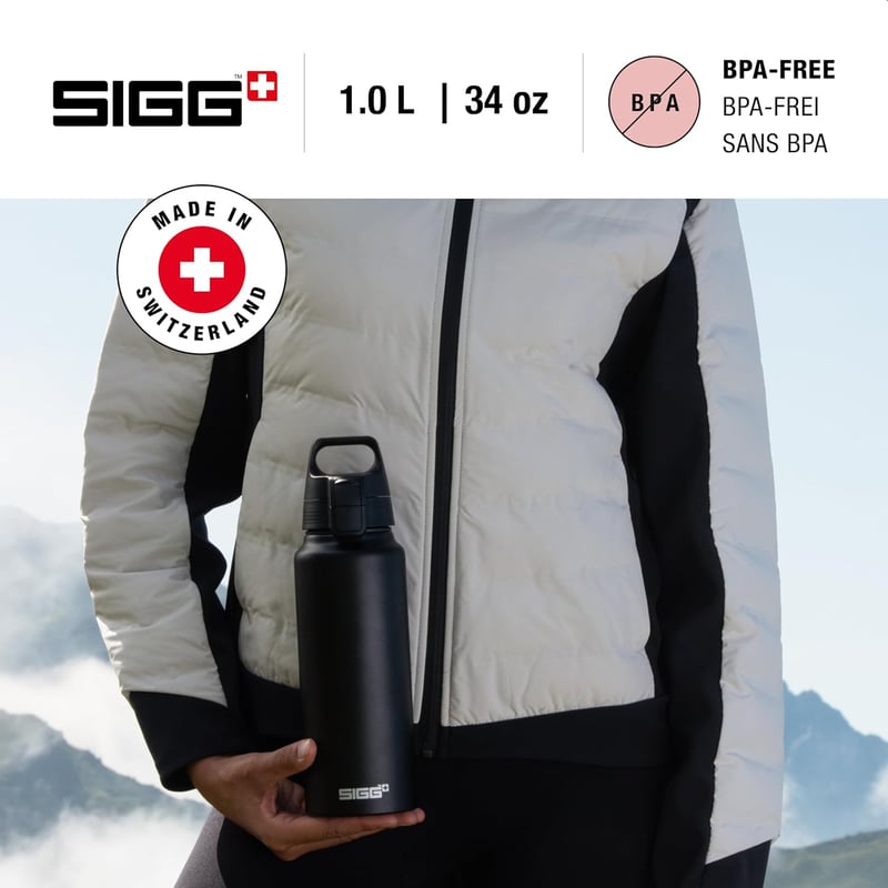 SIGG alumínium kulacs WMB One szénmentesített 1L 0,75L szódavízhez BPA-mentes - Black, 1 L