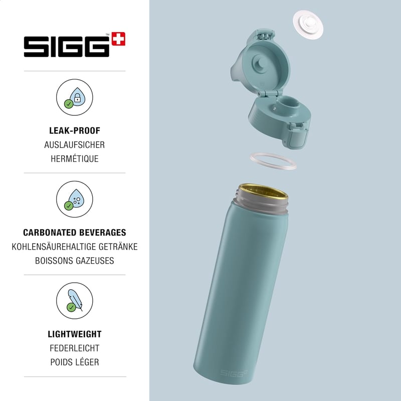 SIGG alumínium kulacs WMB One szénmentesített 1L 0,75L szódavízhez BPA-mentes - Morning Blue, 0.75 L